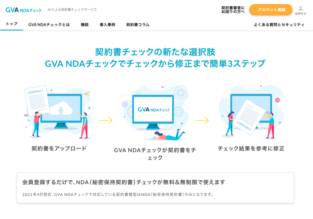 AIを活用した無料の契約書チェックサービスGVANDAチェック